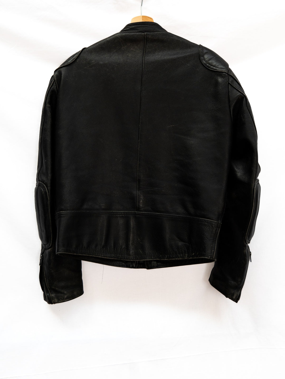 Black Padded-Shoulder Motorcycle Jacket — garment photograph 3