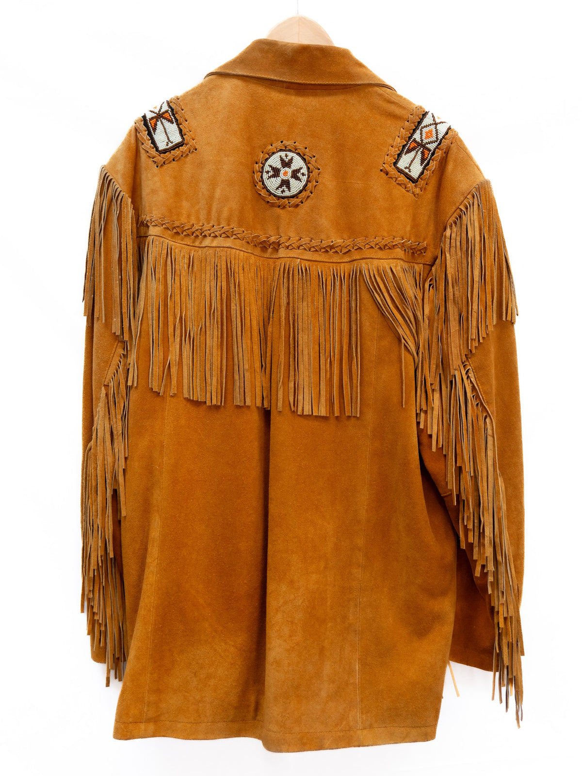 Tan Fringed Patch Jacket — garment photograph 3