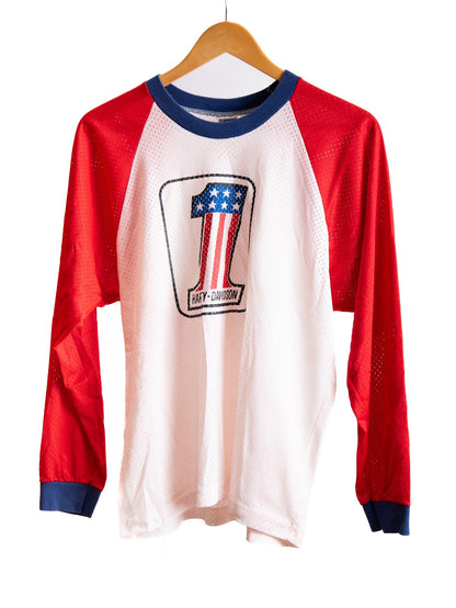 Harley-Davidson Number One Raglan T-Shirt — Red & White — garment photograph 1