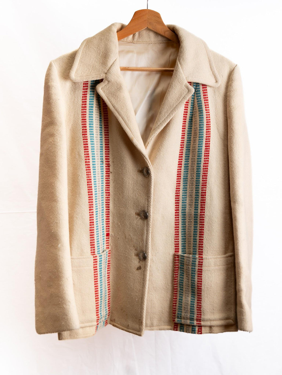 Striped Knit Blazer — Cream — garment photograph 1