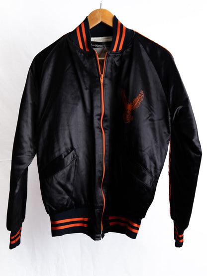 Black & Orange Varsity Bomber Jacket — garment photograph 1
