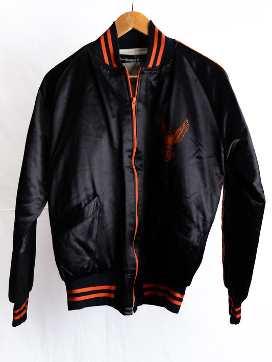 Black & Orange Varsity Bomber Jacket — garment photograph 1
