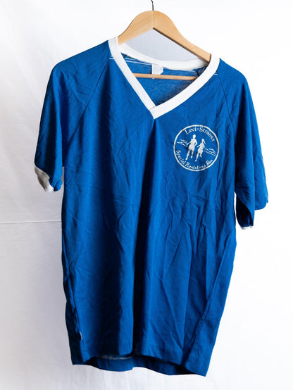 Blue V-Neck Sports T-Shirt — garment photograph 1