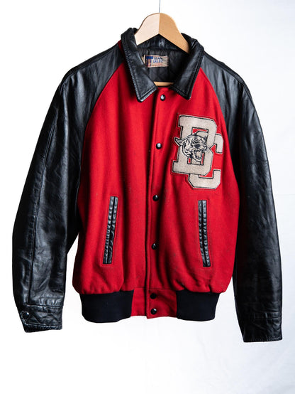 Red & Black B Patch Varsity Jacket — garment photograph 1