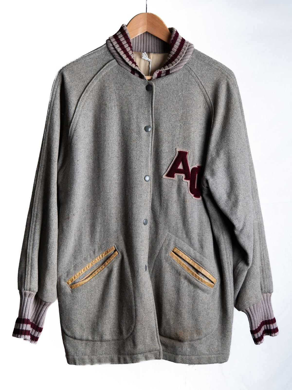 Grey Longline Letterman Jacket — garment photograph 1