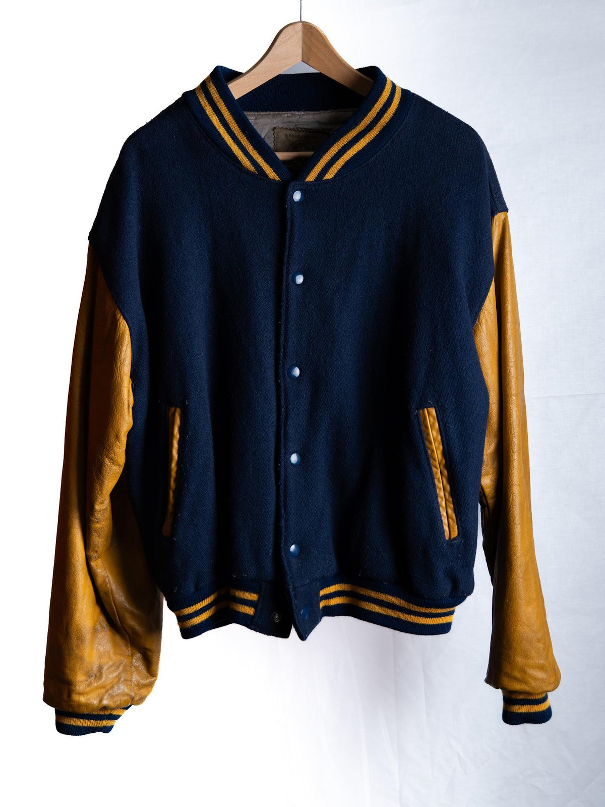 Navy & Mustard Varsity Jacket — garment photograph 1