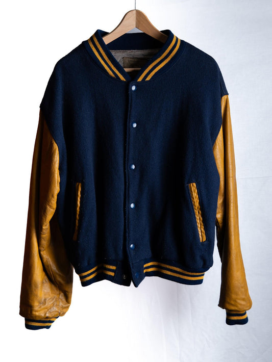 Navy & Mustard Varsity Jacket — garment photograph 1