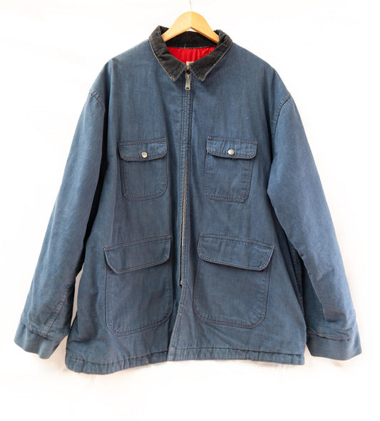 Blue Chore Jacket with Red Lining — garment photograph 1