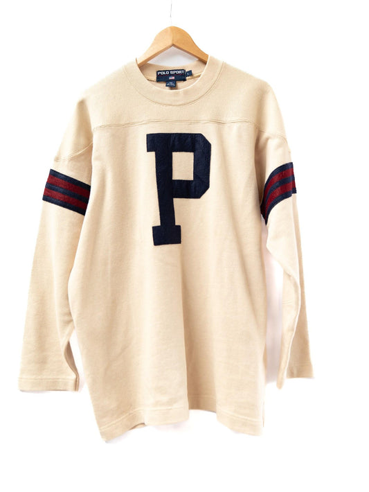 P Letter Sports Sweatshirt — Cream — garment photograph 1