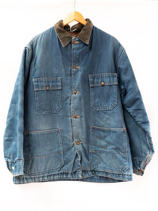 Blue Zip Work Jacket with Contrast Collar — garment photograph 1