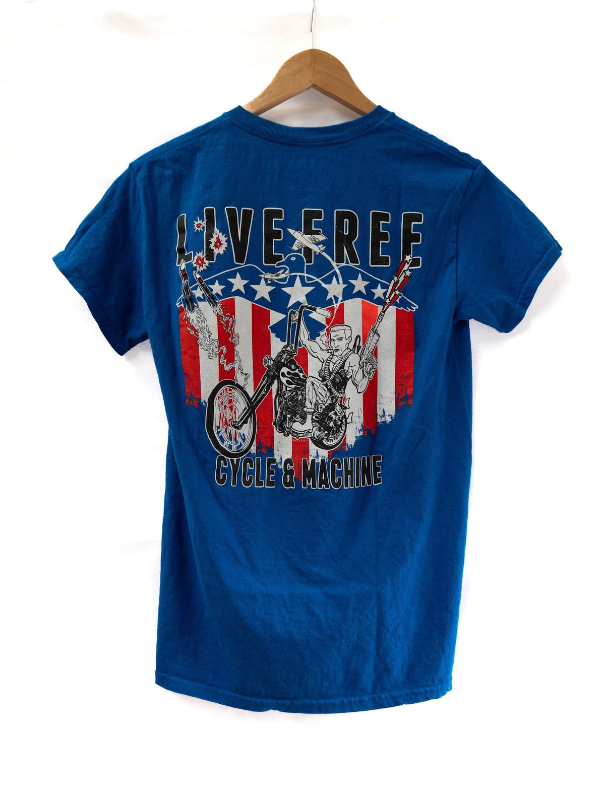 Live Free or Die Riding T-Shirt — Blue — garment photograph 1