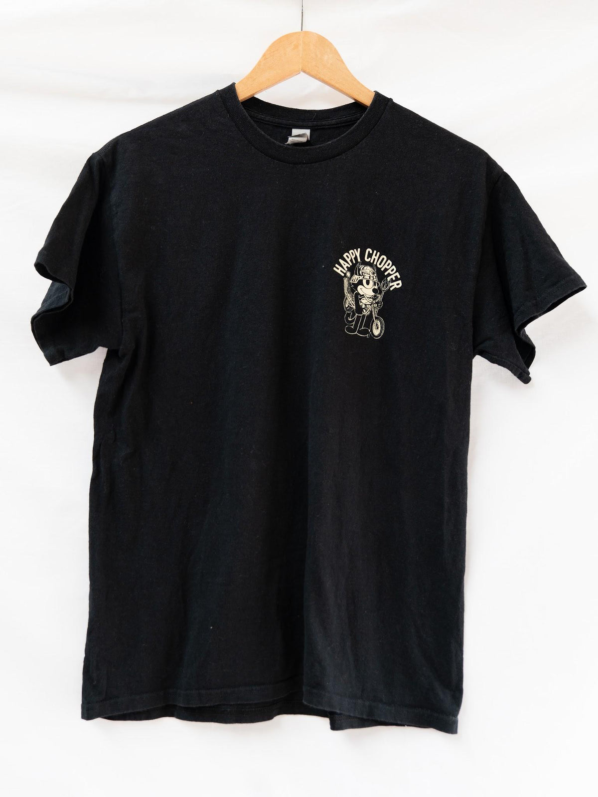 Black Biker Emblem T-Shirt — garment photograph 1