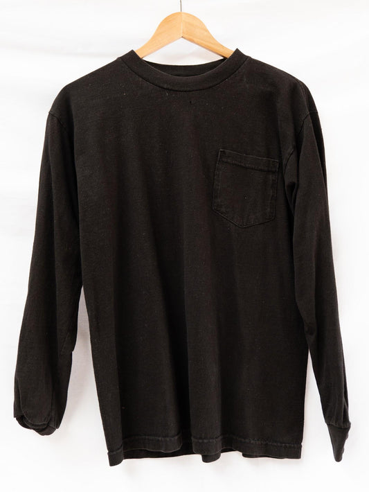 Black Long Sleeve Pocket T-Shirt — garment photograph 1