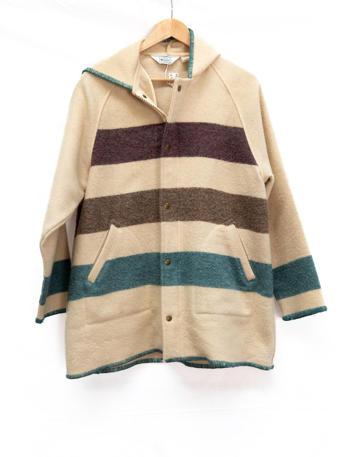 Cream Striped Hooded Jacket — garment photograph 1