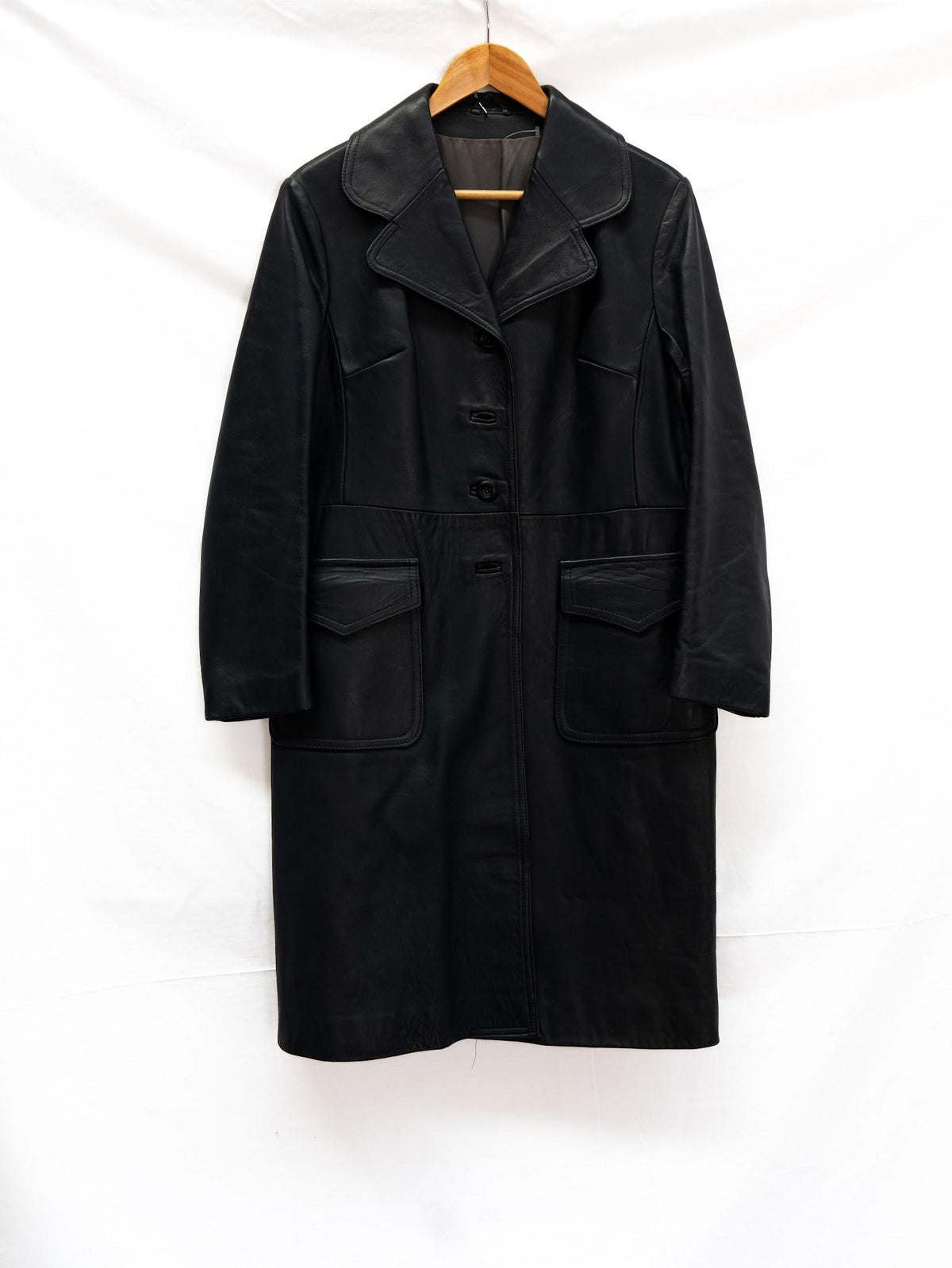 Black Longline Double-Breasted Coat — garment photograph 1