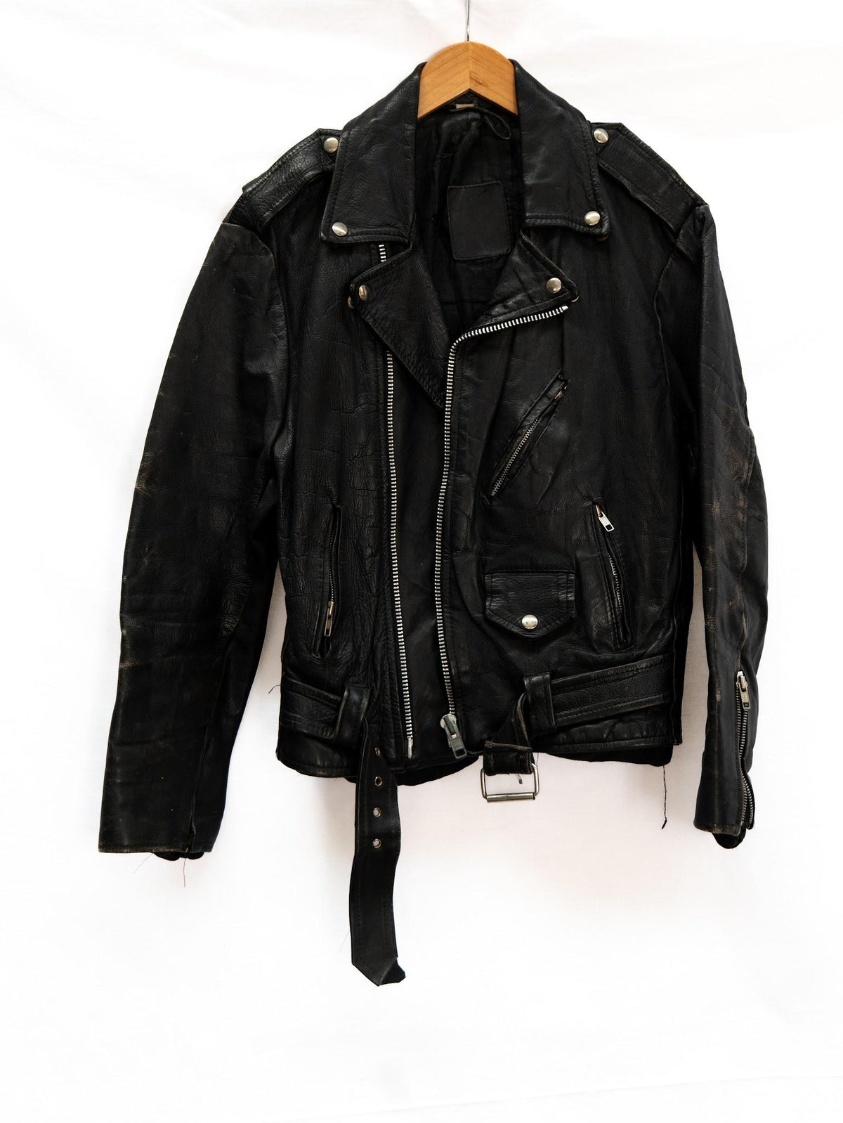 Black Belted Biker Jacket — 143 — garment photograph 1