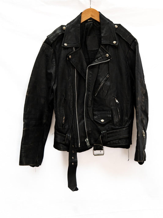 Black Belted Biker Jacket — 143 — garment photograph 1