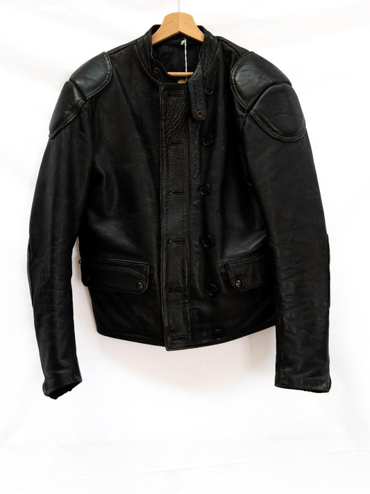 Black Padded-Shoulder Motorcycle Jacket — garment photograph 1