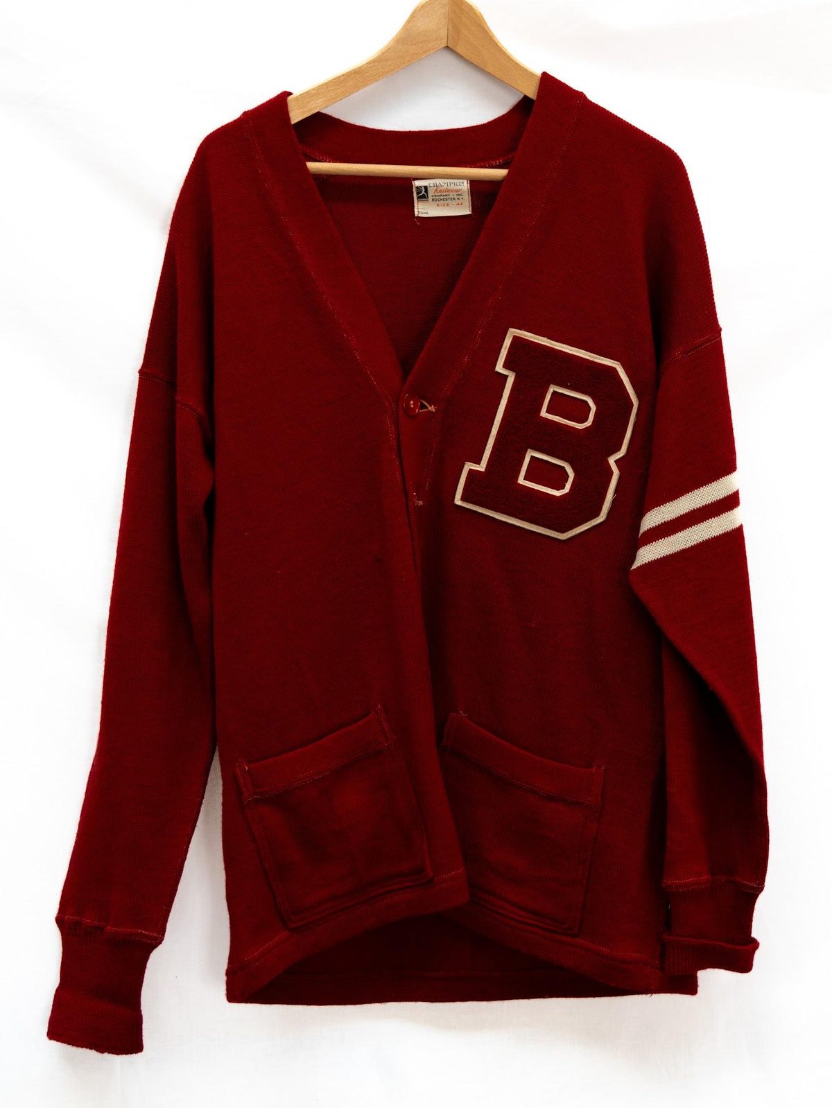 Burgundy B Letter Cardigan — garment photograph 1