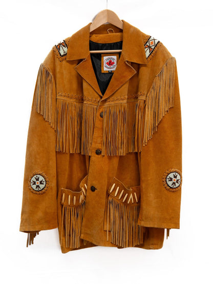 Tan Fringed Patch Jacket — garment photograph 1