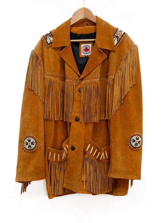 Tan Fringed Patch Jacket — garment photograph 1