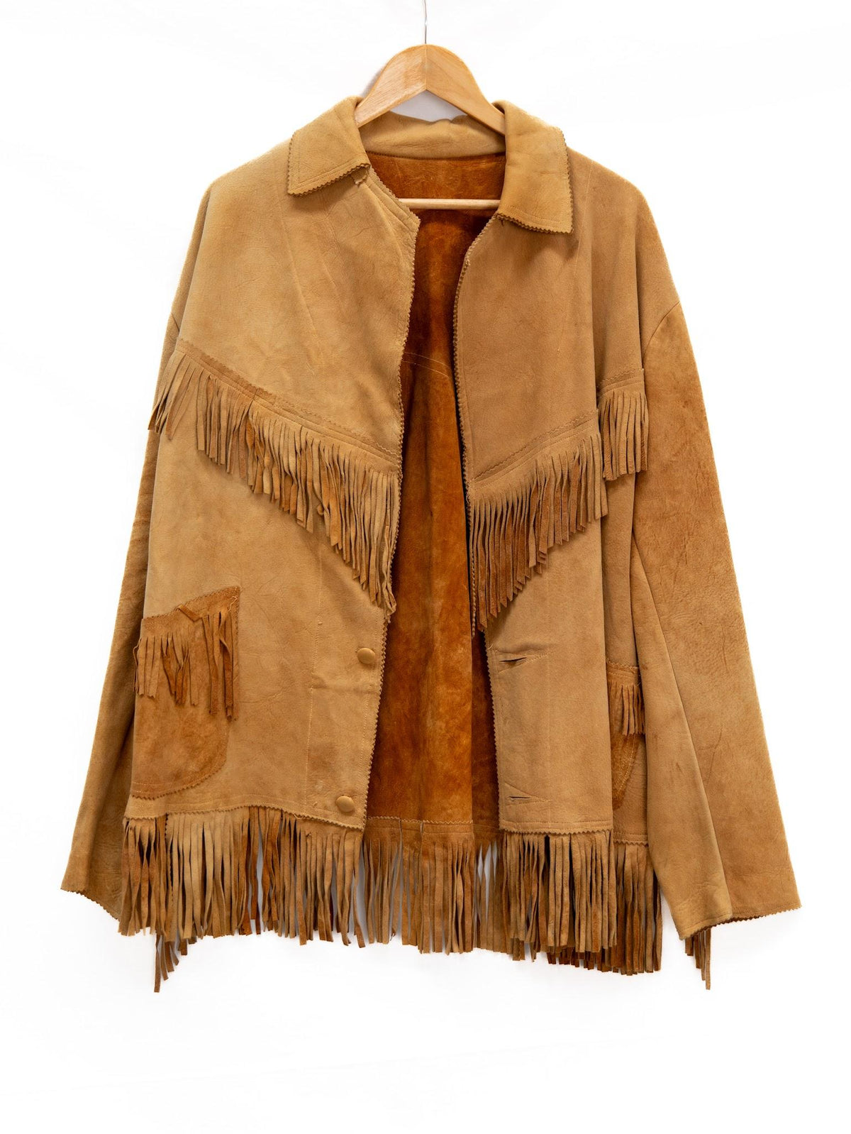 Tan Fringed Western-Style Jacket — garment photograph 1