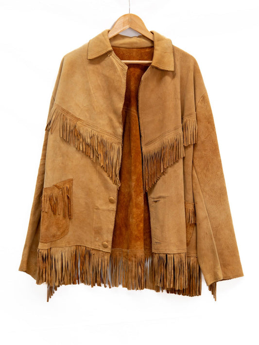 Tan Fringed Western-Style Jacket — garment photograph 1