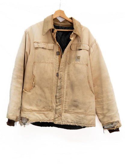 Cream Distressed Work Jacket — garment photograph 1