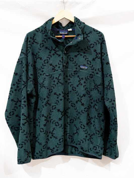 Teal Abstract Pattern Fleece — garment photograph 1