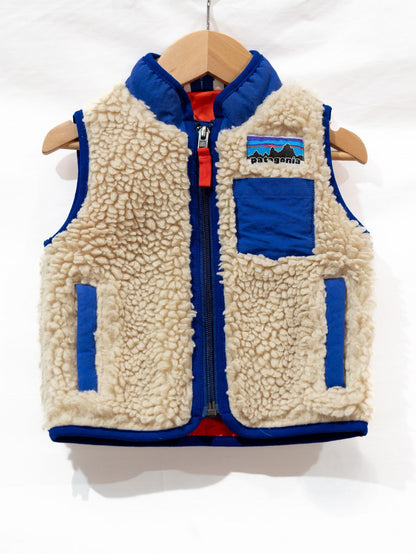 Cream & Blue Fleece Vest — garment photograph 1