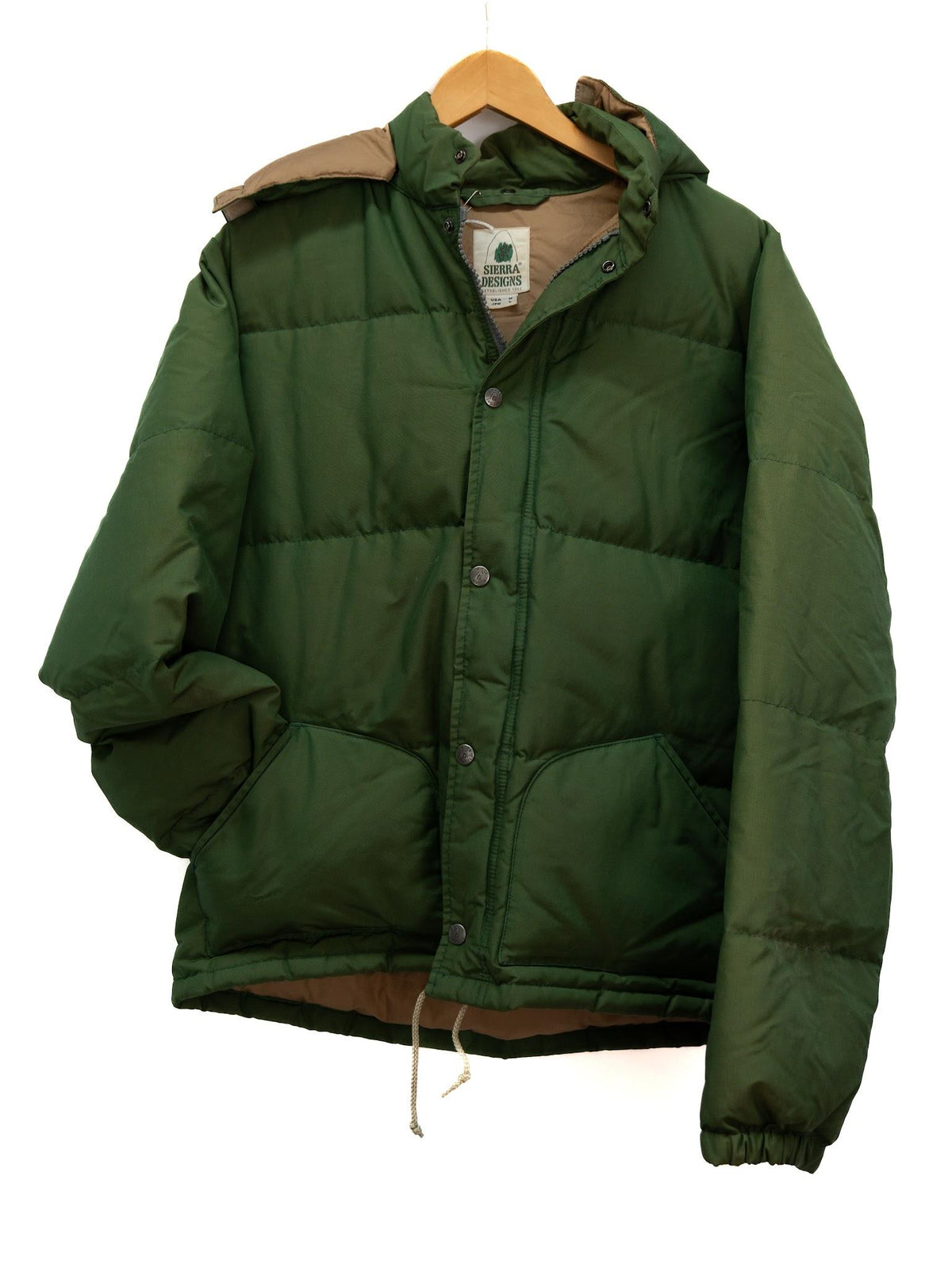 Green Hooded Padded Jacket — garment photograph 1
