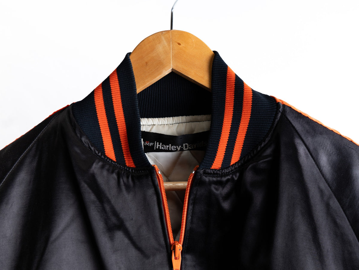 Black & Orange Varsity Bomber Jacket — garment photograph 3