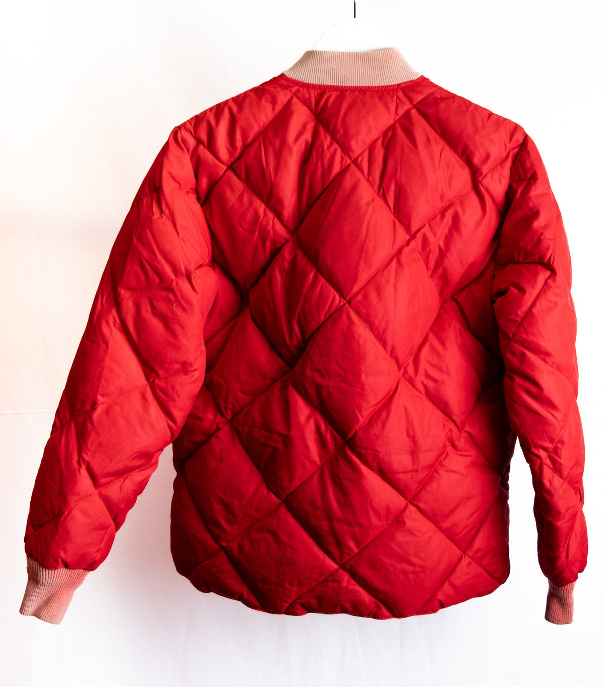 Red Diamond Quilted Bomber Jacket — garment photograph 2