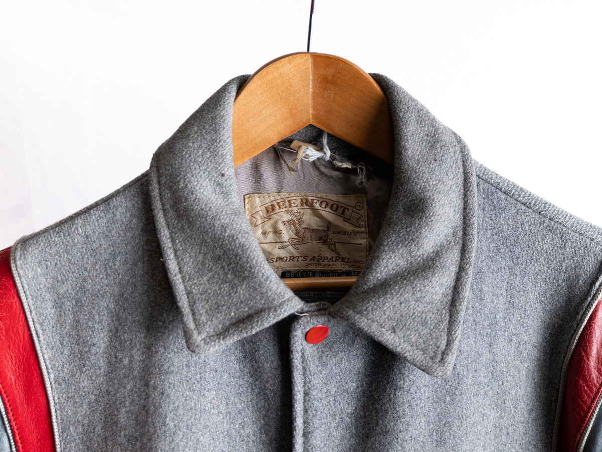 New England Varsity Jacket — Grey & Red — garment photograph 2