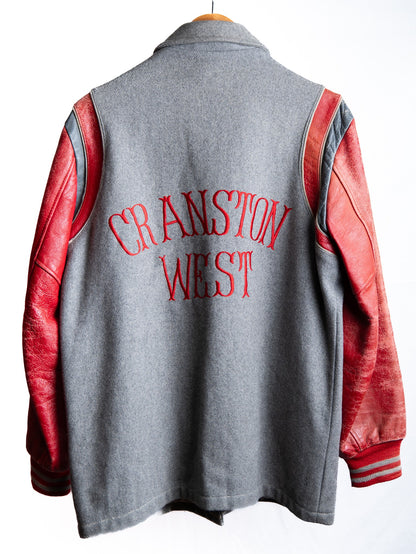 New England Varsity Jacket — Grey & Red — garment photograph 3