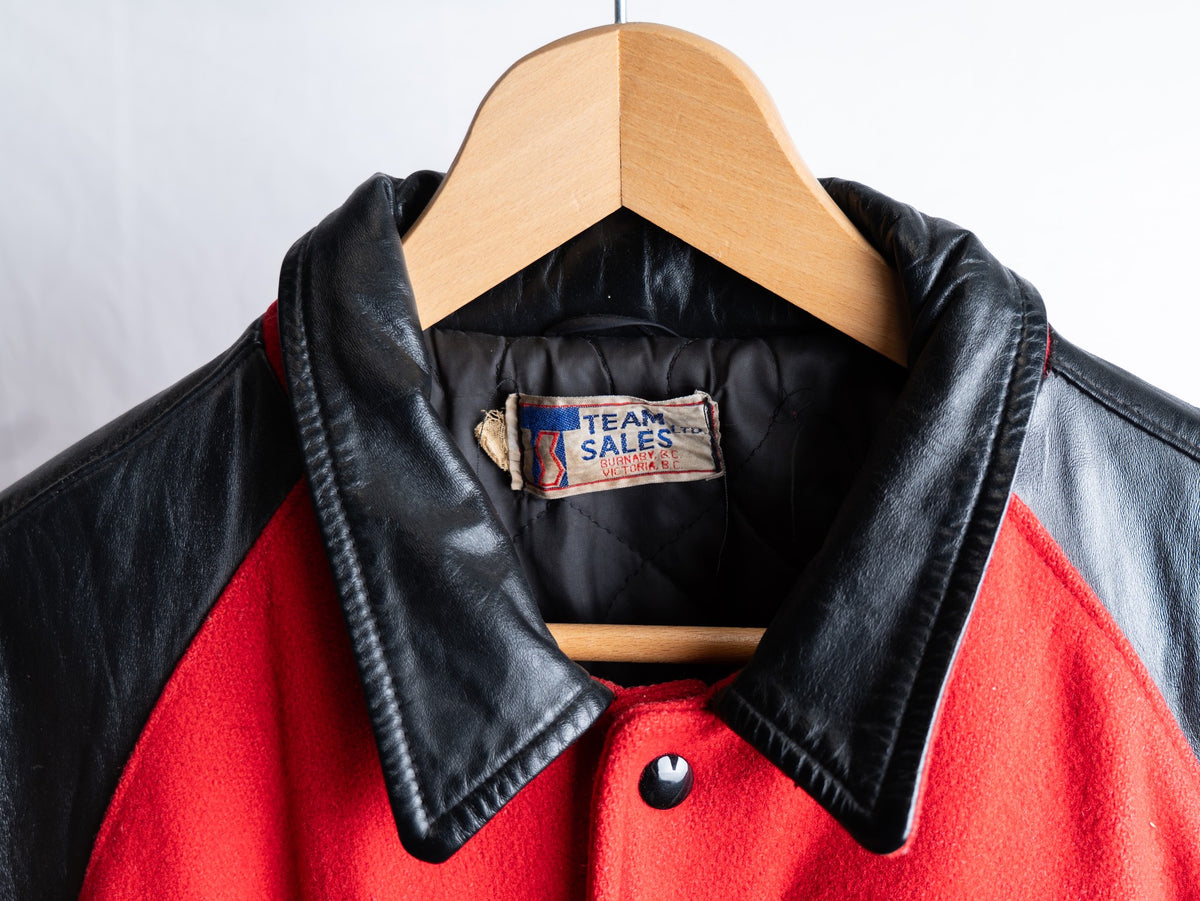 Red & Black B Patch Varsity Jacket — garment photograph 2