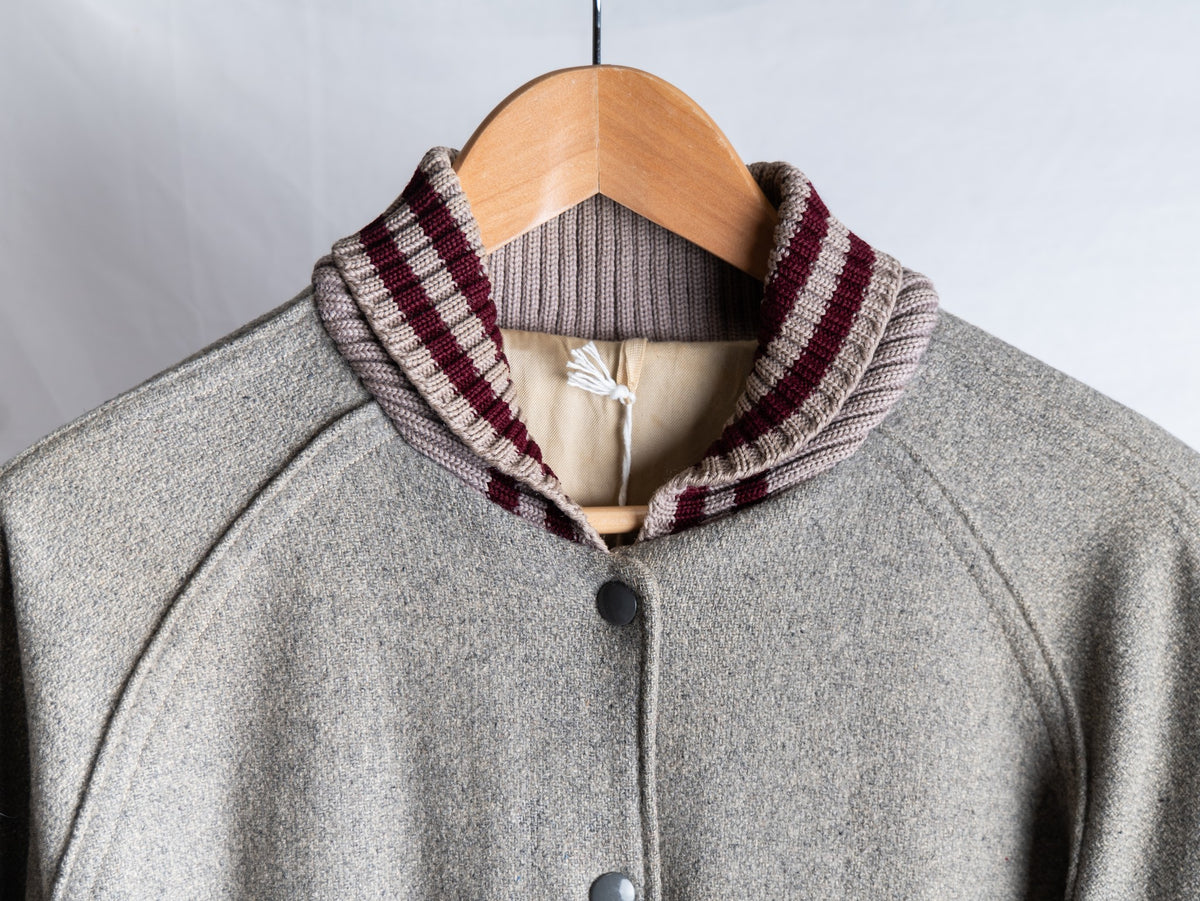 Grey Longline Letterman Jacket — garment photograph 2