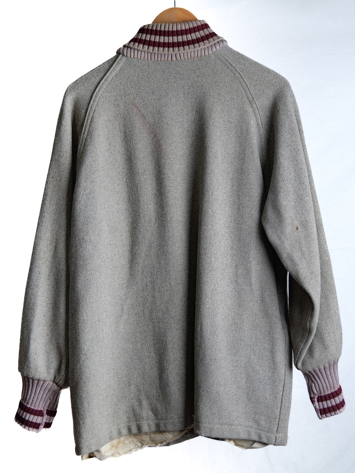 Grey Longline Letterman Jacket — garment photograph 3