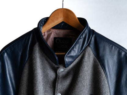 Grey & Black Embroidered Varsity Jacket — garment photograph 2
