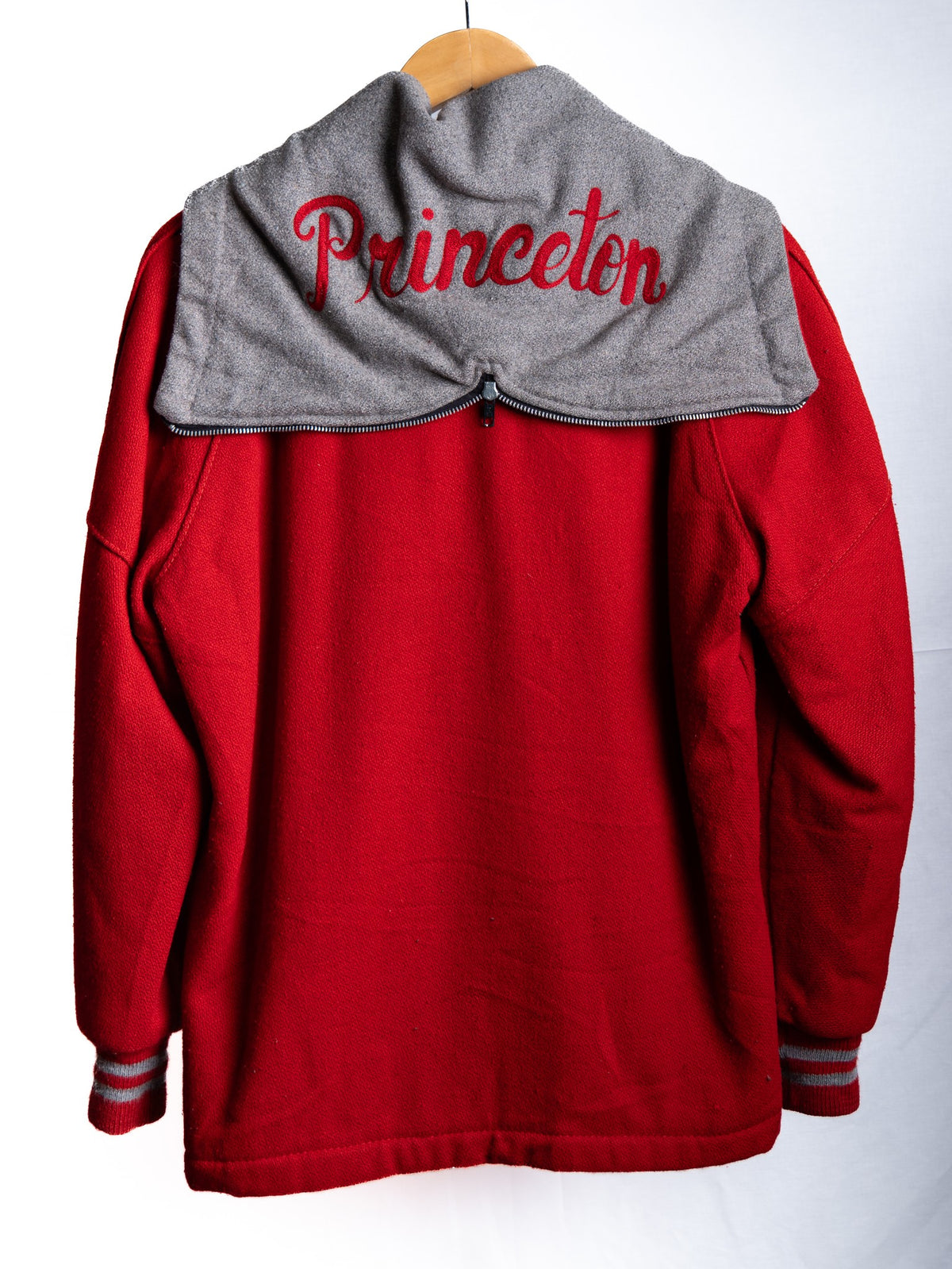 Red Hooded Varsity Jacket — garment photograph 3
