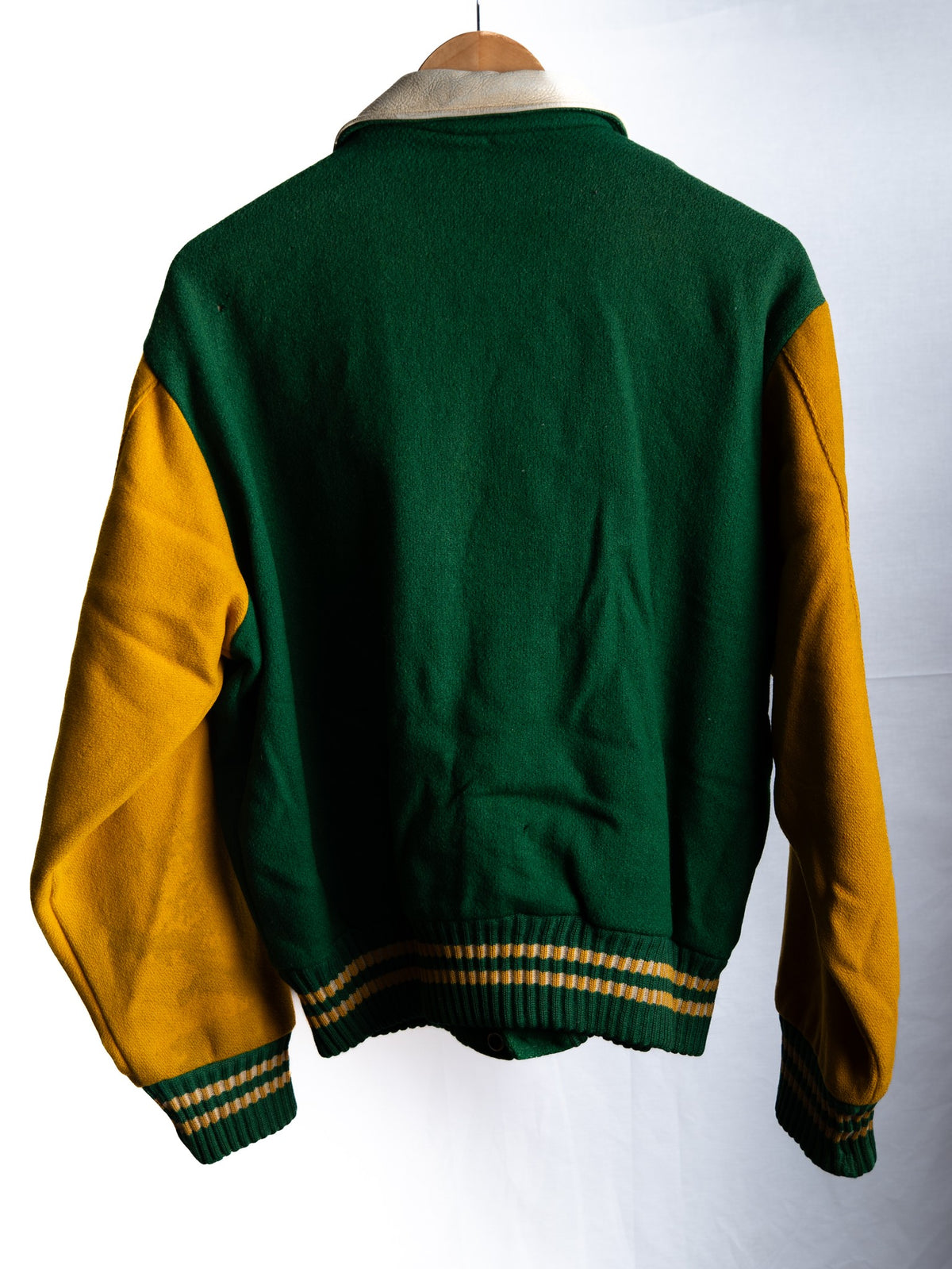 Green & Gold G Patch Varsity Jacket — garment photograph 3