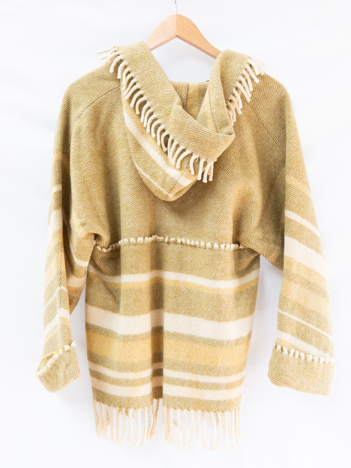 Cream Striped Lace-Up Poncho — garment photograph 2