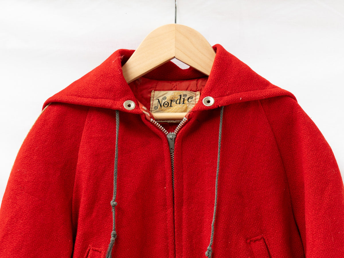 Small Red Hooded Varsity Jacket — garment photograph 2