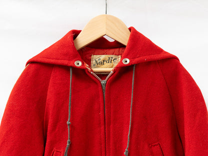 Small Red Hooded Varsity Jacket — garment photograph 2