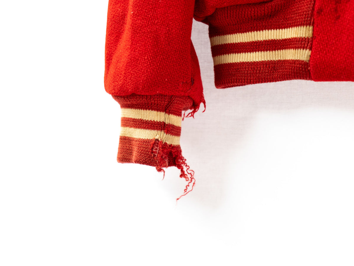 Small Red Hooded Varsity Jacket — garment photograph 3