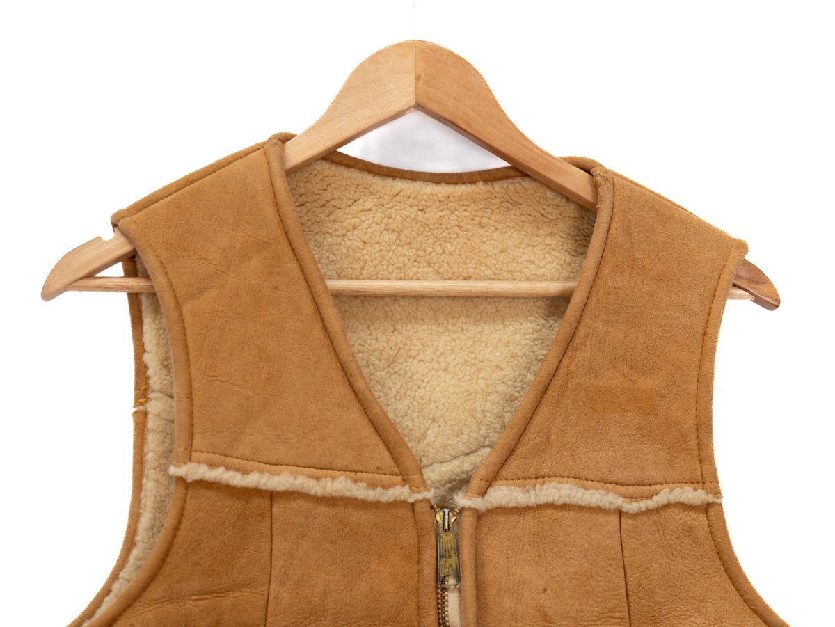 Tan Zip Waistcoat with Contrast Trim — garment photograph 2