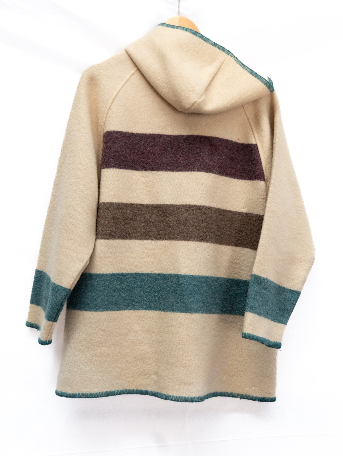 Cream Striped Hooded Jacket — garment photograph 3