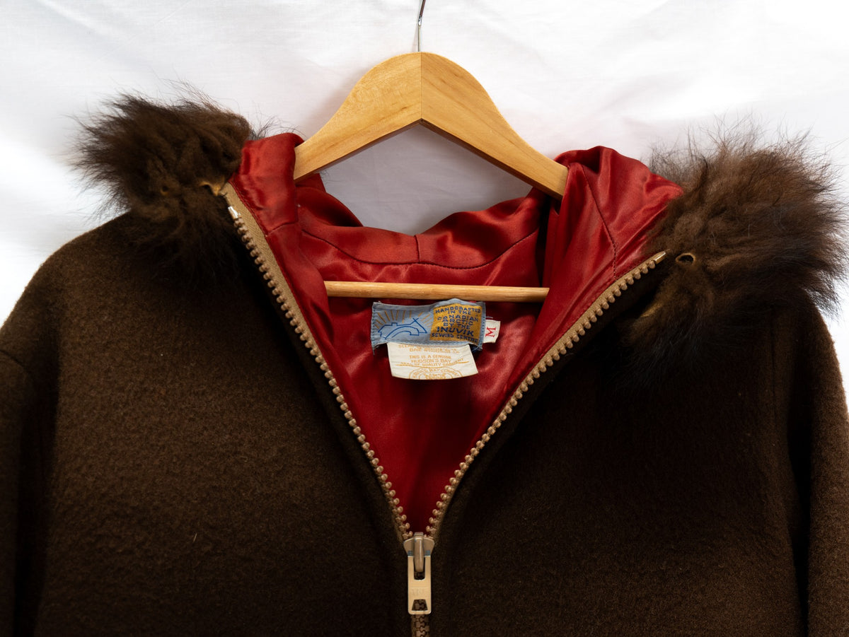 Brown Polar Bear Motif Hooded Coat — garment photograph 2