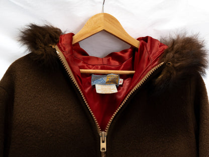 Brown Polar Bear Motif Hooded Coat — garment photograph 2