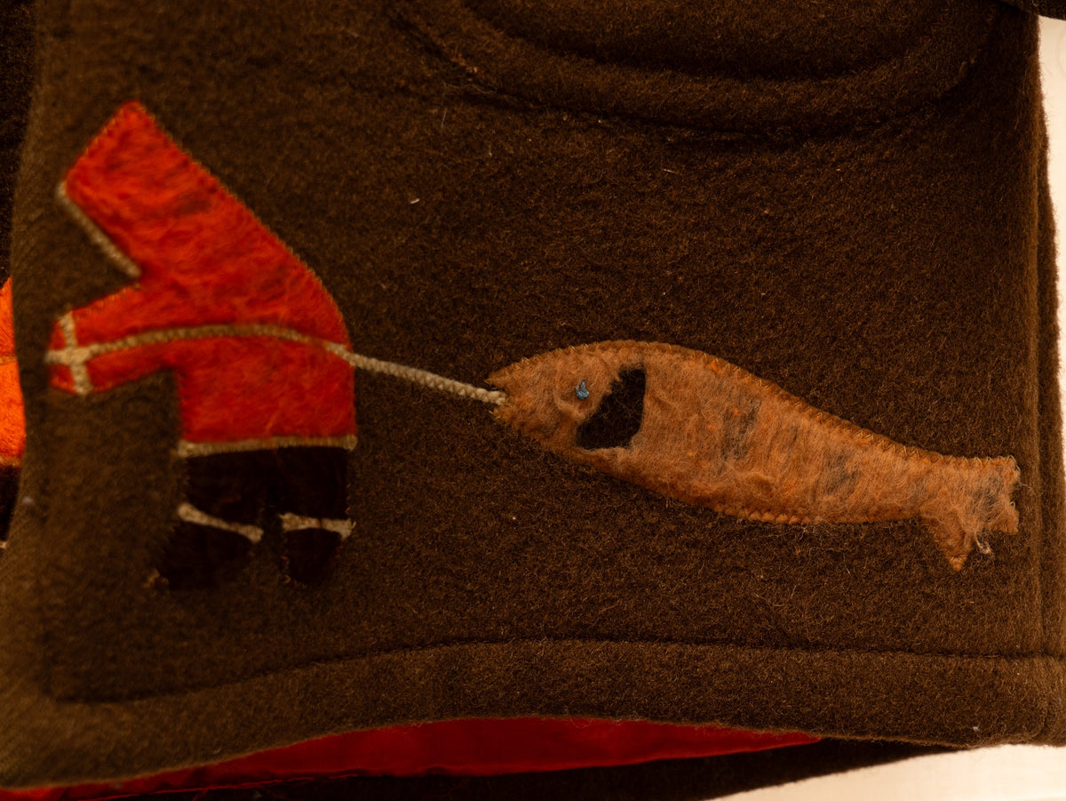 Brown Polar Bear Motif Hooded Coat — garment photograph 3